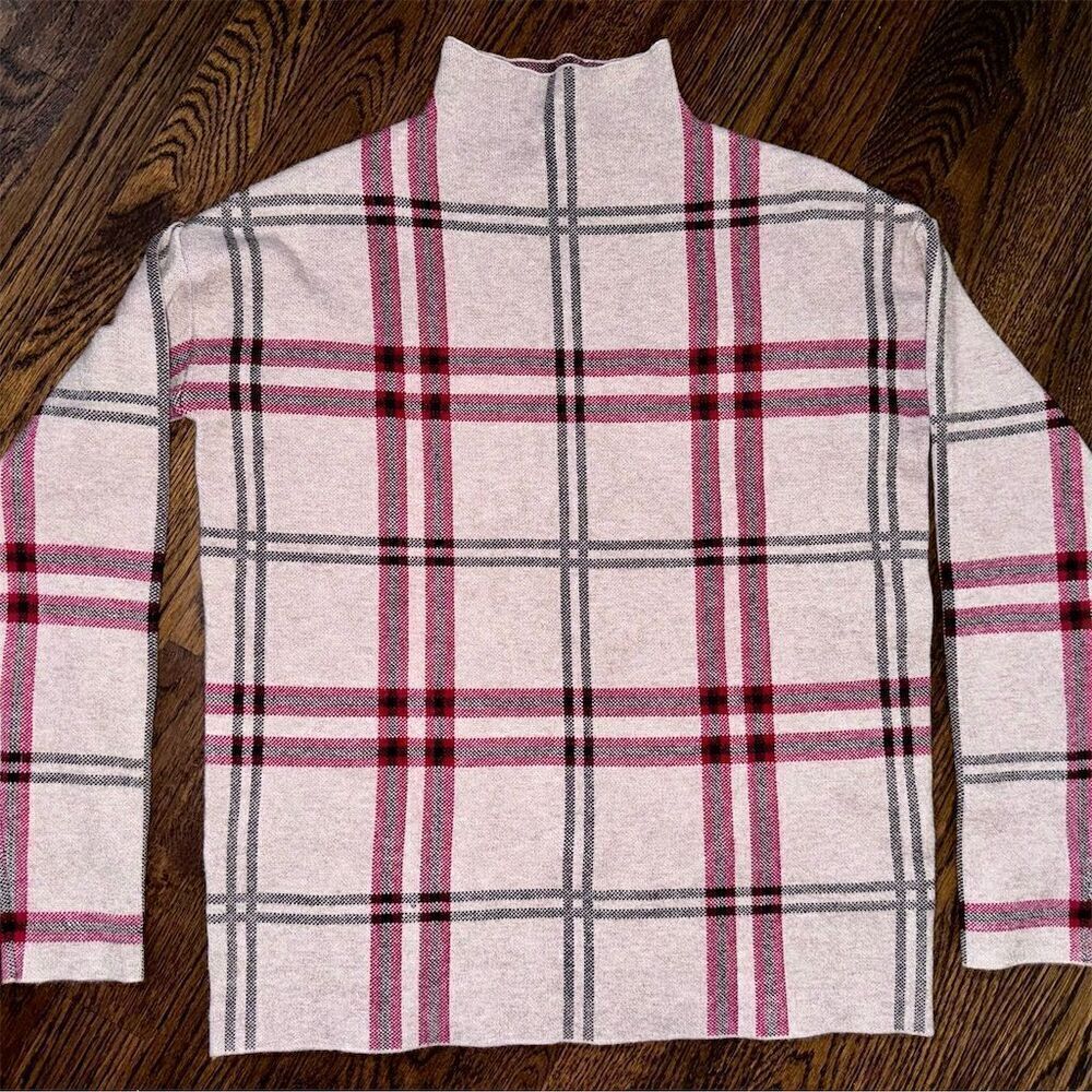 Nicole Miller Women's Plaid Mock Neck Pullover Sweater XS